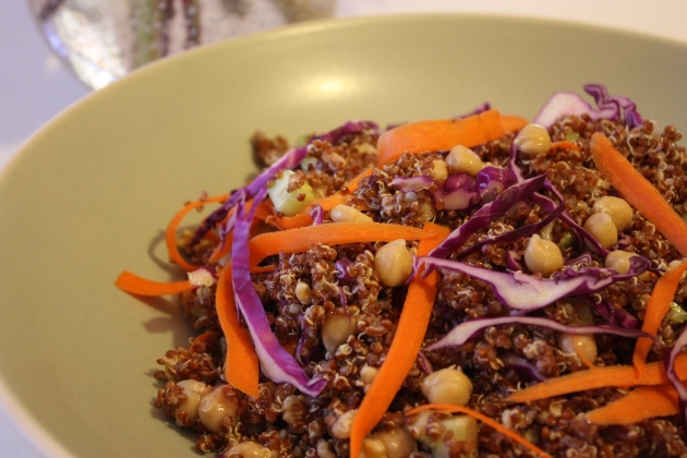 Quinoa Salad with chickpeas and walnuts and lemon garlic dressing - fertility friendly recipe